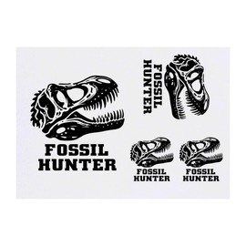 4 x 'Fossil Hunter Dinosaur Skull' Temporary Tattoos - Water Resistant, Skin-Safe, Non-Toxic Transfers, Mixed Sizes (TO00075770)