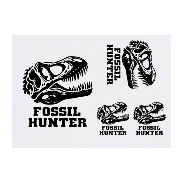 4 x 'Fossil Hunter Dinosaur Skull' Temporary Tattoos - Water