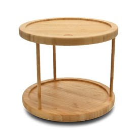 YBM Home Bamboo Wooden Non-Skid Lazy Susan Turntable Fully Rotating Pantry Cabinet