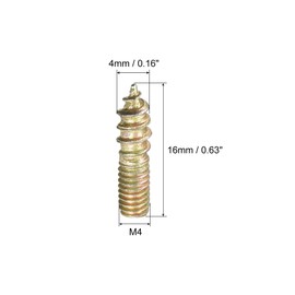 uxcell M4x16mm Hanger Bolts, 120pcs Double Ended Thread Dowel Screws for Wood Furniture Connecting