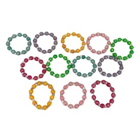 CMC imports 12 x Bead Bracelets for Children Girls - Colourful Bracelets as Party Bags, Children's Birthday, Party Gifts, Souvenirs, Jewellery Set, Elastic & Colourful, Party Giveaways Friendship