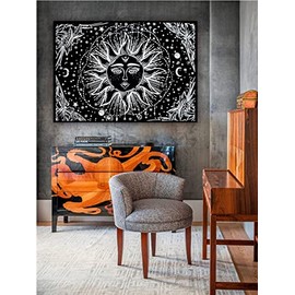 Aakarshan Tarot Tapestry Sun Moon Star Mysterious Medieval Psychedelic Divination Wall Hanging Indian Cotton Tapestries Throw Hippie Mandala Boho Bedding Yoga Meditation