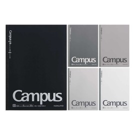 【Amazon.co.jp Exclusive】Kokuyo (KOKUYO) Campus Notebook, B5, Dotted B-Ruled, 5-Color Pack, Gray Tones AM-NO-3CBTNX5-1
