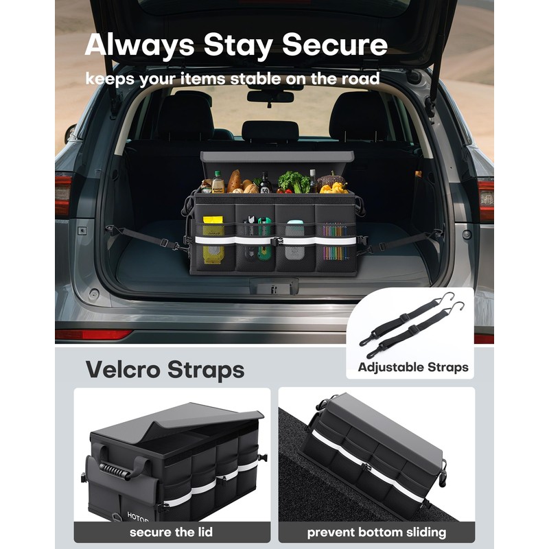 HOTOR Car Trunk Organizer - Foldable Trunk Organizer for SUV,