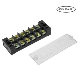 uxcell 3 Pcs Dual Rows 6 Positions 600V 25A Cable Barrier Block Terminal Strip TB-2506L