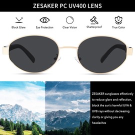 ZESAKER Retro Oval Sunglasses for Women Trendy Metal Small Y2K Girls Sun Glasses UV400 Protection Classic Vintage 90s Shades Gold Designer Fashion Sunnies Sunglasses(Golden Black)