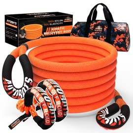 AUTOBOTS 1" x 30'Kinetic Recovery Rope (48,600lbs)+2 Soft Shackles，Heavy Duty Tow Rope Tow Strap for Truck ATV UTV SUV Car，Offroad Recovery Kit