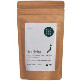 Matchaful - Houjicha Powder - Organic Roasted Green Tea - Smooth and Earthy with Tasting Notes of Coffee, Puffed Rice, Cacao - Enjoy Hot or Iced - 100g Bag
