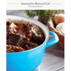 Merten & Storck European Crafted Enameled Iron, Round 7QT Dutch Oven Casserole with Lid, Caribbean Blue