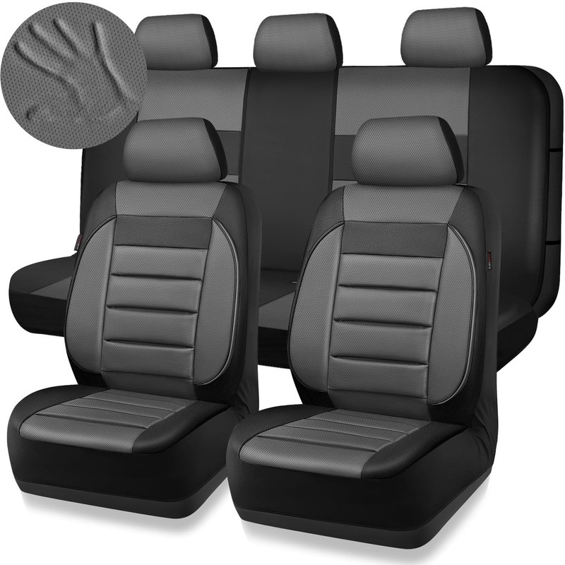 CAR PASS Leather Seat Covers Full Set Universal Water Resistant