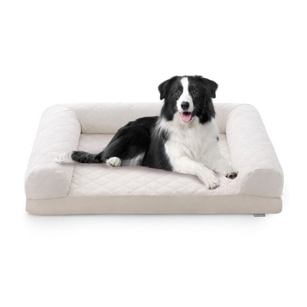 Egg-Foam Dog Crate Bed with 3-Side Bolster and Removable Washable