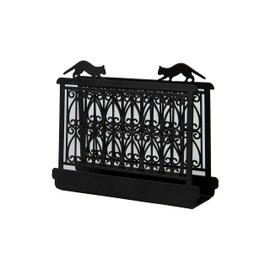 FISURA - Original napkin holder with cat motif on the balcony. Black napkin stand for kitchen. Metal napkin holder. Design paper towel dispenser 15x4x12 cm.