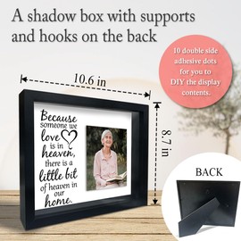 Black Shadow Box Frame,A Little Bit Of Heaven In Our Home, Memorial Shadow Box With 10 DIY Adhesive Dots Tabletop Display Case, Grief Funeral Gifts Sympathy Gift Bereavement Gifts (10.6" X 8.7") - A06
