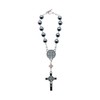 Intercession Hematite Car Rearview Mirror Rosary (St Benedict)