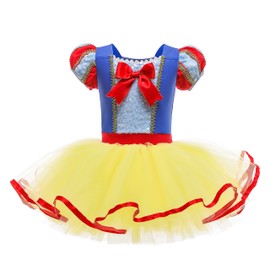 Lito Angels Princess Snow White Ballerina Costume for Kids Girls, Fancy Ballet Tutu Dress Dance Wear Outfit, Age 5-6 Years, Yellow (Tag Number 120)
