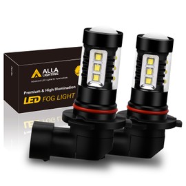 Alla Lighting Premium 80W H10 9145 LED Fog Lights Bulbs 9140 9155 Upgrade, 6000K Xenon White PY20D Base Extremely Super Bright 12V Lamps Replacement