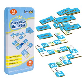 Kasfalci Place Value Dominoes Set,Math Manipulatives Games for Kids,Counting Toys,Learning Games,Preschool Learning Activities,Homeschool Supplies,Kindergarten Classroom Must Haves,1st 2nd 3rd Grade