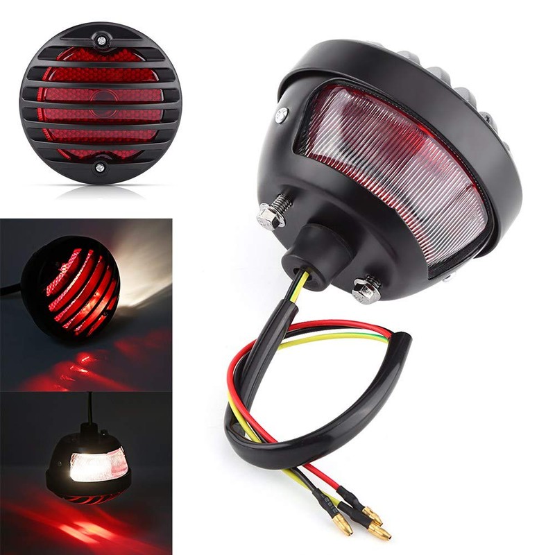 KIMISS Tail Brake Light,Black Round Motorcycle Rear Brake Tail Lights