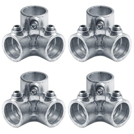 eoere 4 PCS Galvanized Pipe Fittings, Side Outlet Elbow 1" Dia., Three Way Joint, Cast Iron