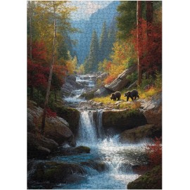 Brand: Larkipuzz Autumn Waterfall Landscape Puzzles for Adults 1000 Pieces, Nature Forest...