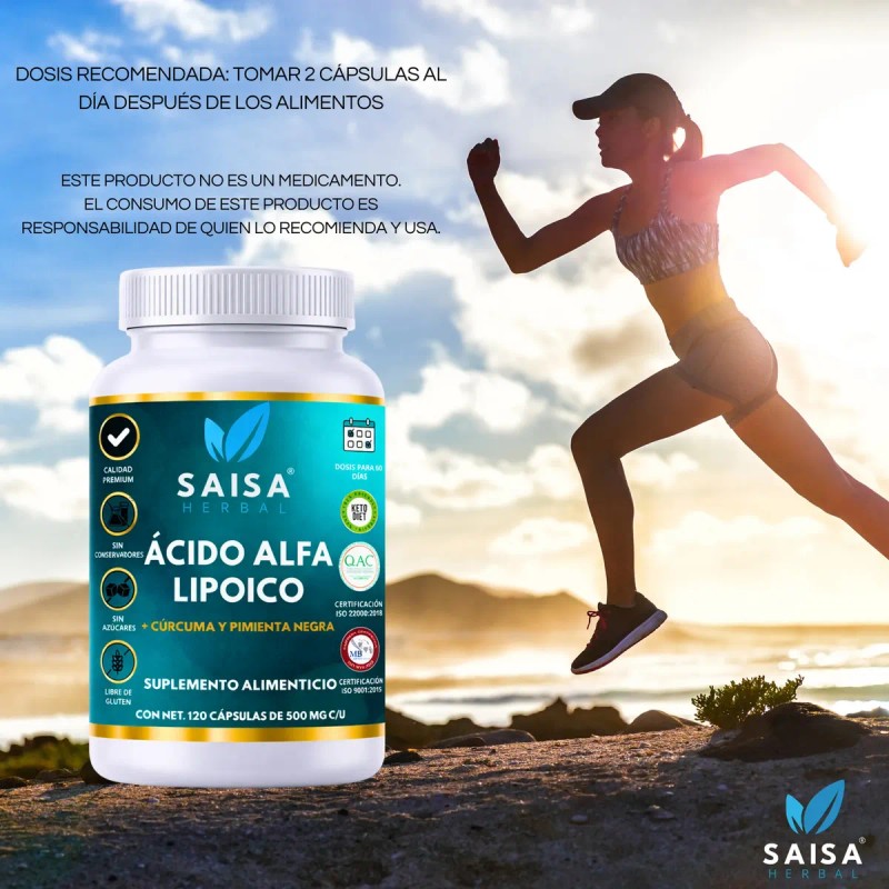 Ácido Alfa Lipoico 600 Por Porción 120 Cápsulas Saisa Herbal