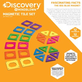 discovery mindblown - Magnetic Tiles - Kids Toys, Kids Games, Children's Games, Magnetic Toys, Magnets For Kids, STEM Toys, for Kids, Toys for Boys and Girls - 24 pieces