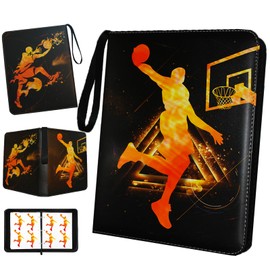 Basketball Cards Binder 400 Pockets, Trading Cards Holder Card Collectors Album,Trading Card Binder 4 Pocket with 50 Removable Sleeves for Basketball Card and Sports Card