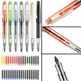 GC QUILL Calligraphy Set Fountain Pens 7 Different Size Nibs and 36 Assorted Ink Cartridges Kit for Calligraphy Lettering - Complete Easy Learning Set for Beginners F736