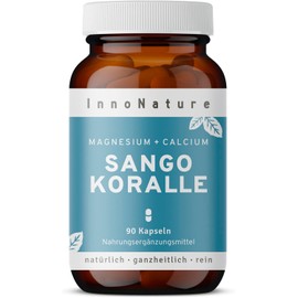Innonature – Sango Coral Sea – 100% Natural Basic Calcium, Magnesium and a 70 Trace Elements For Muscle Function, Energy Metabolism, Cell Division and Bones Months Supply 120 Capsules. 20% Calcium and Magnesium (10%) 