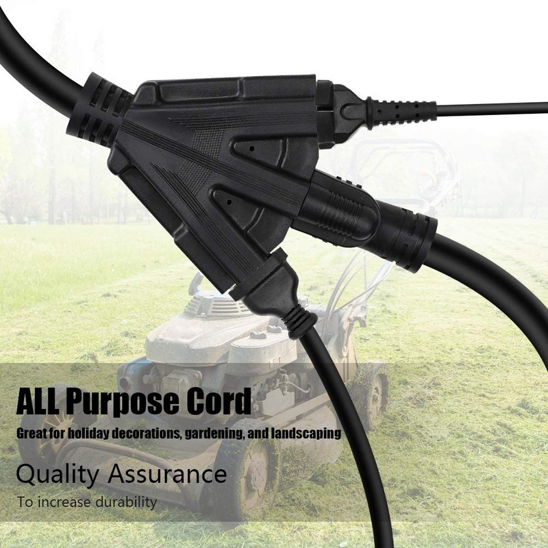 100 ft 12/3 Outdoor Extension Cord, Heavy Duty 3-Outlet SJTW