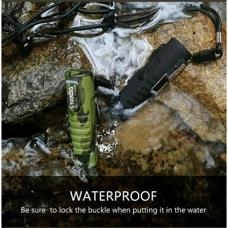 Waterproof, Dual Arc Plasma Lighter Flashlight Combo (Camo)