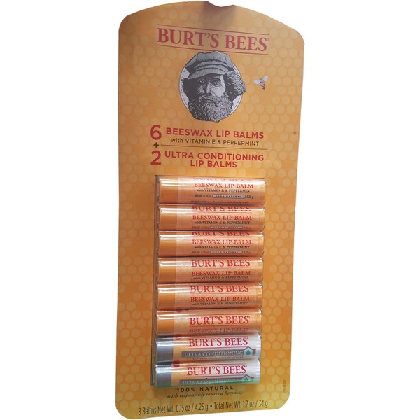 Burts Bees Lip Balm (8 Pack/ 0.15 Ounce x 8 Net WT 1.2 Ounce ), 1.2 Ounce