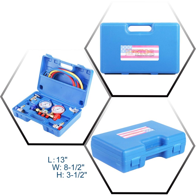 JIFETOR 3 Way AC Manifold Gauge Set, HVAC Diagnostic Charging