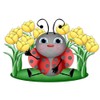 CafePress Ladybugs and Flowers Rectangle Car Bumper Magnet