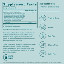 True Grace Mushroom Myco-Renew Blend Daily Immune Support - 120 Count Capsules - Organic