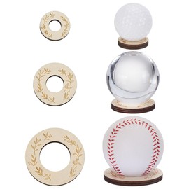 FINGERINSPIRE 6 Stück Kristallkugel Ausstellungsständer 14.5mm 20mm 35mm Innendurchmesser Blanchierte Mandelkristallkugelbasis Holz Mini Kristallkugel Ausstellungsständer Botanisches Kugeltablett