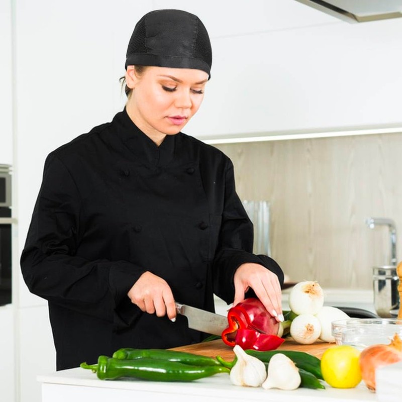 4 Pack Tie Back Chef Hat with Breathable Side Mesh
