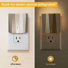 Dawnrise Plug in Night Lights for Wall,Dawn to Dusk Night Light with 3000K/5Lm,Decorative Nightlights for Bedroom,Kids Room,Hallway,Living Room,Kitchen, Stairway,Entrance(Champagne,3 Pack)