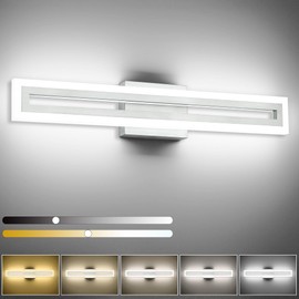 SOLFART 5 Color Temperature Adjustable Modern LED Vanity Light, 24 inch Brushed Nickel Bathroom Vanity Lighting Fixtures 5CCT