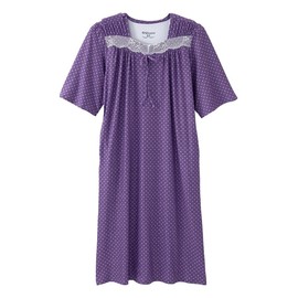 Silverts Hospital Gowns for Women Open Back, Night Gowns for Elderly Women, Adaptive Clothing for Seniors, Hospice Care Supplies, Hospital Robe, Old Lady Dress - Purple Bloom XL