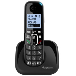 Amplicomms BigTel 1500 Big Button Cordless Phone for Elderly - Noisy Phones for Hearing Impaired - Hearing Aid Compatible Phones - Seniors Phones