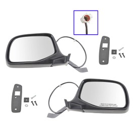Driver & Passenger Side Mirror Set Power with Textured Housing Compatible with 1992-1996 Ford Bronco 1992-1997 F-150 F-250 1997 F-250 HD F-350 FO1320124 FO1321124