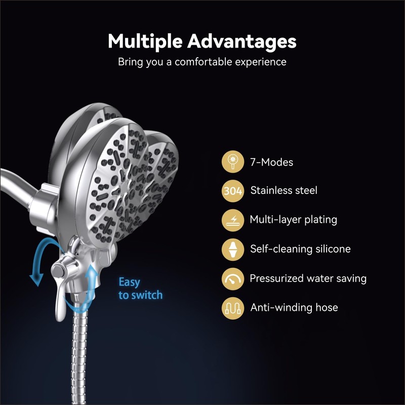 ELLO&ALLO Shower Faucet Set with LED, Single Handle Shower Faucet