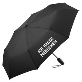 Huuraa Regenschirm Ich hasse Menschen Geschenk 98cm Schwarz Doppelautomatik Ich hasse Menschen Geschenkidee