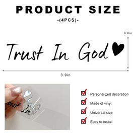 MUQIDA 4PCS Trust in God Rearview Mirror Sticker, Christian Car Stickers Self Affirmations Vanity Mirror Decal, Auto Window Vinyl Decals Cute Religious Affirmation Decor for Women (Black)