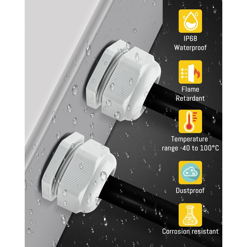 20 Pack Cable Glands M20, Caianwin IP68 Waterproof Locknut White