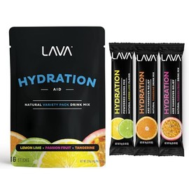 LAVA Morning Recovery Variety Pack | Electrolyte Powder Drink Mix | Lemon Lime, Passion Fruit & Tangerine Hydration Powder Packets | Low Sugar, Gluten Free, Non-GMO | 16 Sticks