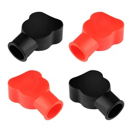 4PCS Battery Terminal Covers,Insulating PVC Battery Terminal Protector,Black&Red Marked Positive and Negative Car/Marine Battery Terminal Cover Kit