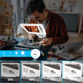 NZQXJXZ 5X Hands Free Magnifying Glass with Light and Stand 43 Ultra-Bright LED, Lighted Magnifying Glass, Full Page Magnifier for Reading, Small Print, Senior, Low Vision
