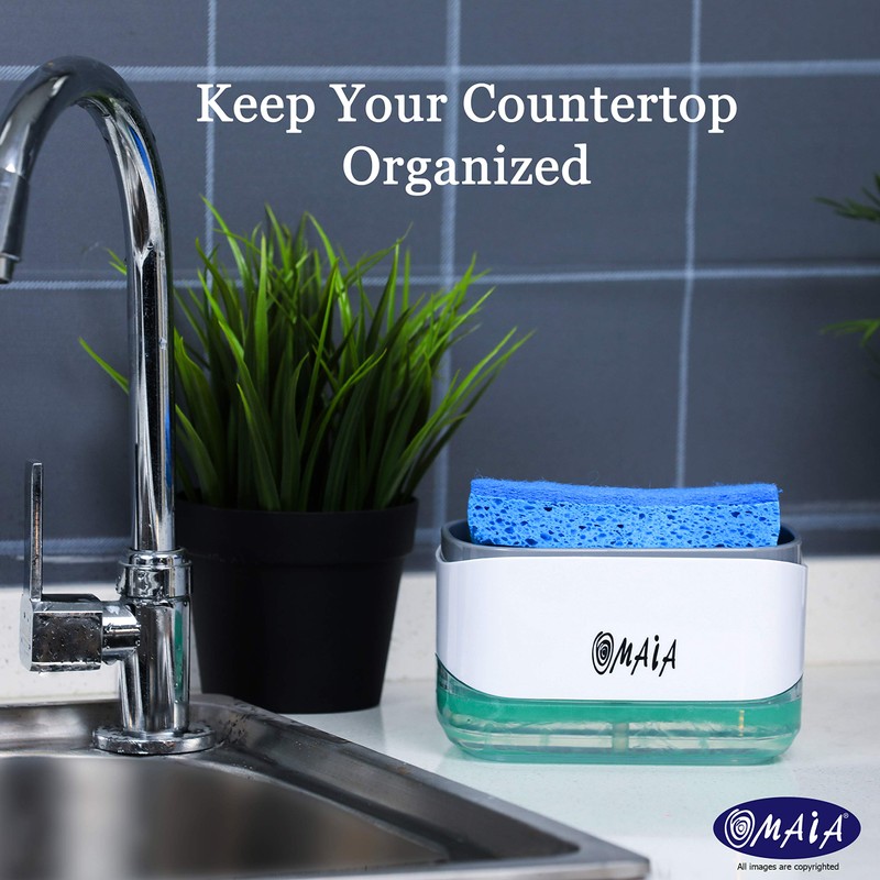OMAIA 2-in-1 Dish Soap Dispenser with Sponge Holder - Smart